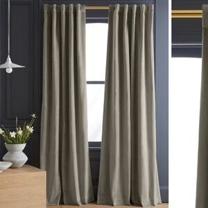 NWOT QUINCE 48x84 Cotton Velvet Room Darkening Curtain Light Grey 3548